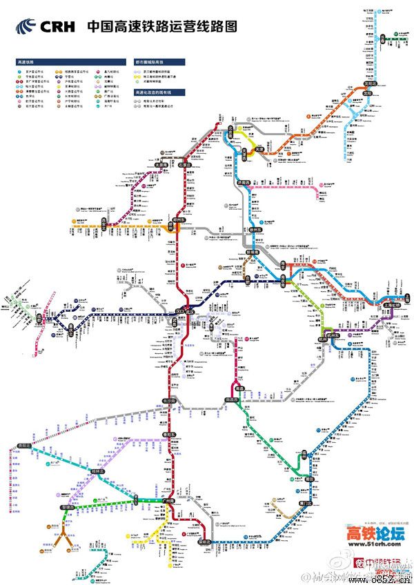 2015中国高铁线路图高清版像坐地铁一样去坐高铁